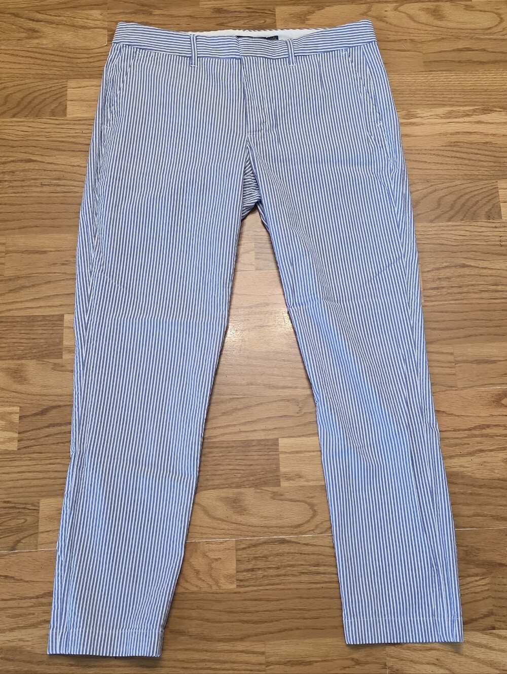 Polo Ralph Lauren blue and white striped seersucker ankle-length pants sz 6